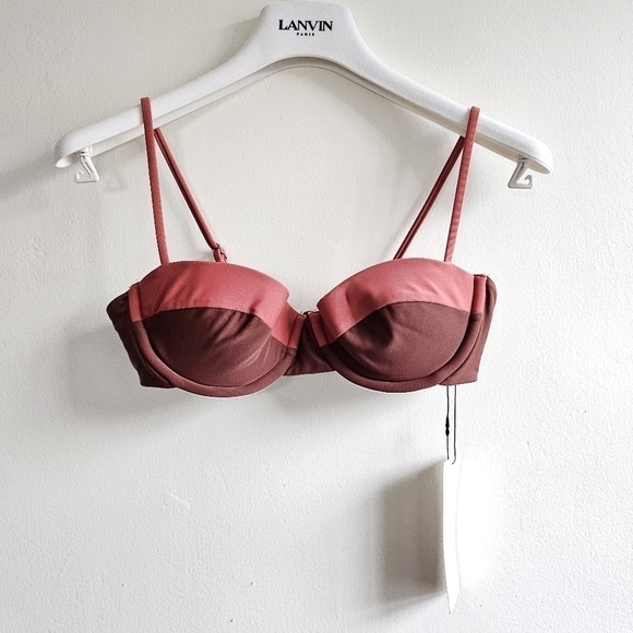 New Veronica Beard Dyer Underwire Colorblock Rose/Brown Bikini Top NWT Small - Picture 5 of 10